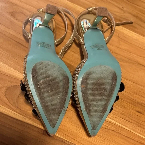 Betsey Johnson Gold Embellished Women's Heels - Picture 5 of 9